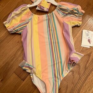 Jessica Simpson one piece swimsuit with headband NWT 4t